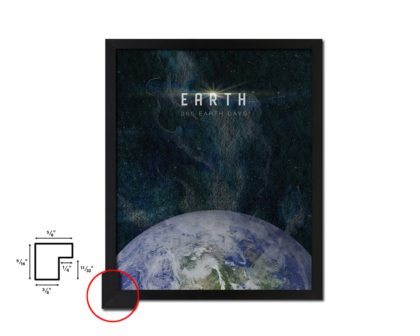 Earth Planet Prints Length of Year Watercolor Solar System Framed Print Home Decor Wall Art Gifts