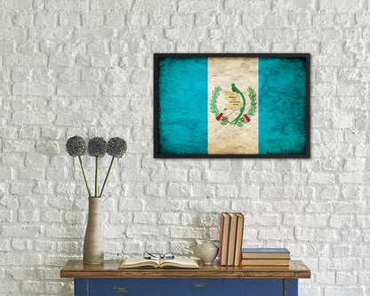 Guatemala Country Vintage Flag Wood Framed Print Wall Art Decor Gifts