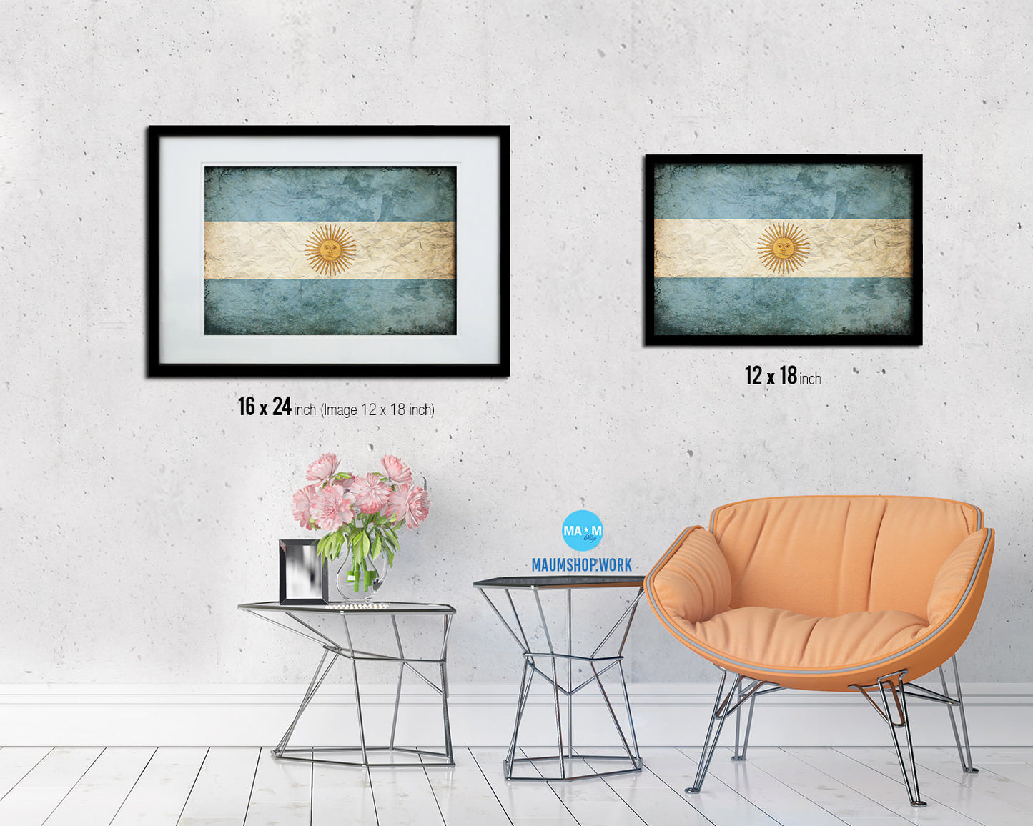 Argentina Country Vintage Flag Wood Framed Print Wall Art Decor Gifts