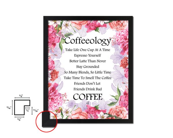 Coffeeology take life one cup at a time Quote Framed Artwork Print Wall Decor Art Gifts