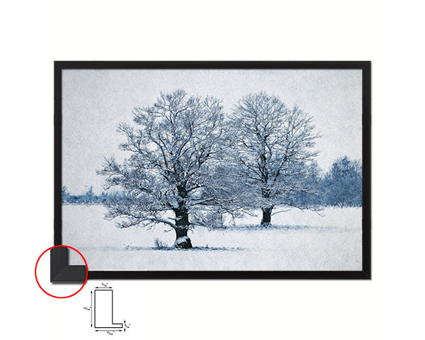 Oak Snowy Day Artwork Painting Print Art Frame Home Wall Decor Gifts