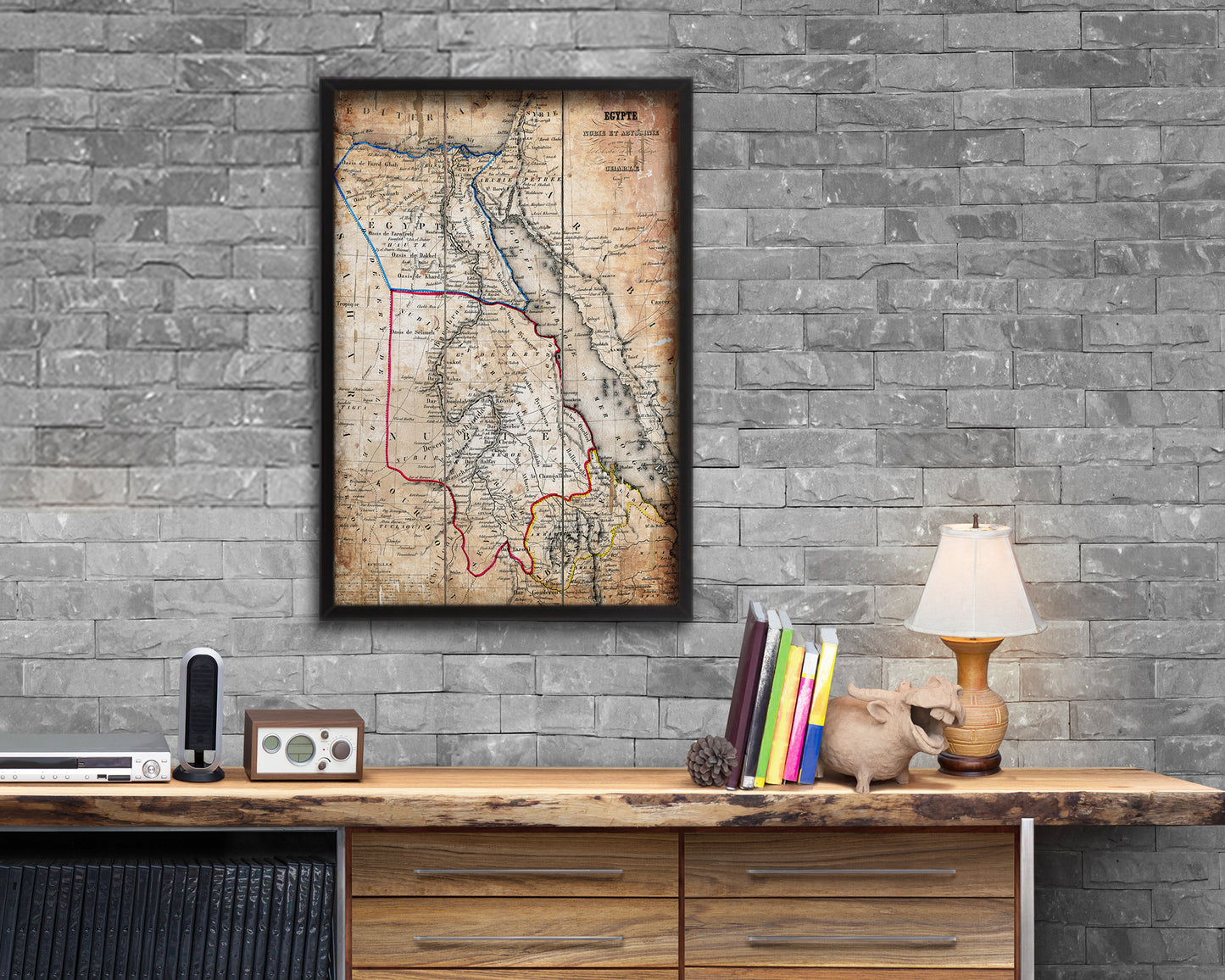 Egypt Nubia Abyssinia Africa Antique Map Wood Framed Print Art Wall Decor Gifts