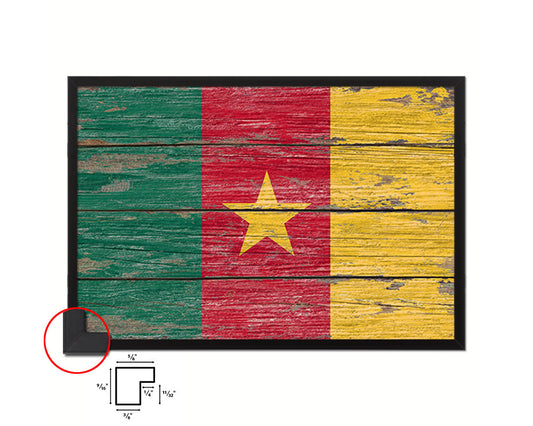 Cameroon Country Wood Rustic National Flag Wood Framed Print Wall Art Decor Gifts