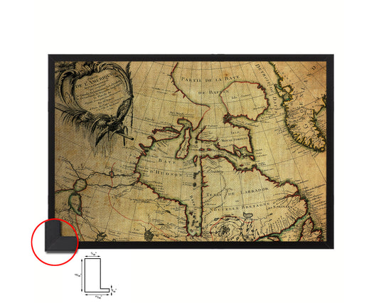 North East Canada and Greenland Vintage Map Framed Print Art Wall Decor Gifts