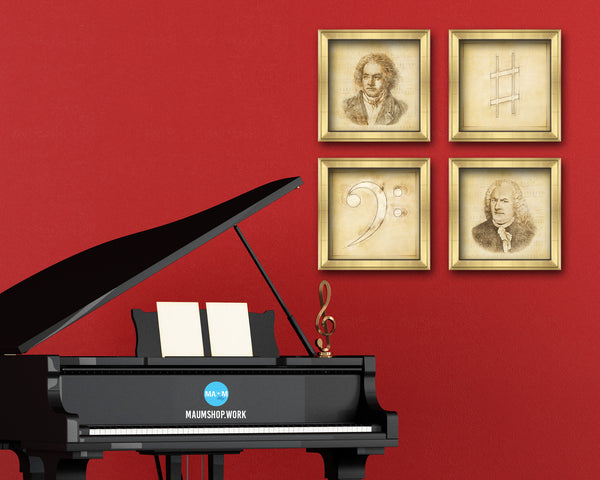 Johann Sebastian Bach Ancient Classical Musician Gold Framed Print Wall Decor Art Gifts