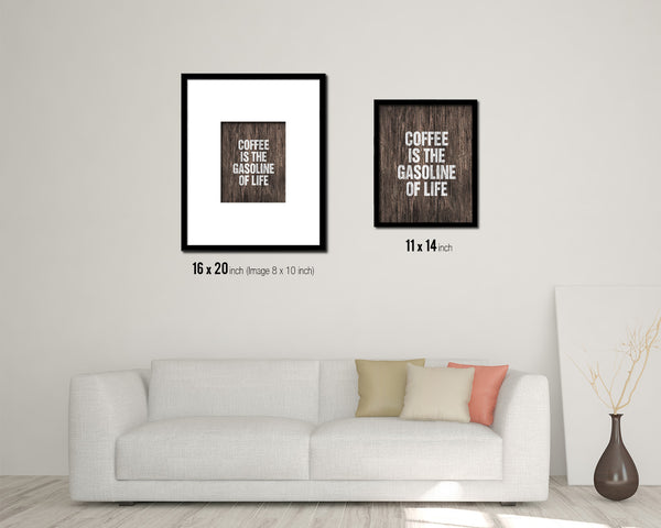 Coffee is the gasoline of life Quote Framed Artwork Print Wall Decor Art Gifts