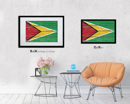 Guyana Country Wood Rustic National Flag Wood Framed Print Wall Art Decor Gifts