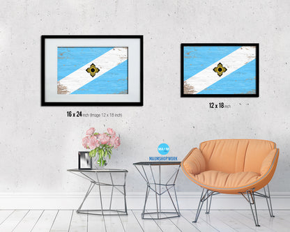 Madison City Wisconsin State Shabby Chic Flag Framed Prints Decor Wall Art Gifts