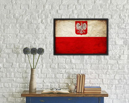 Poland Country Vintage Flag Wood Framed Print Wall Art Decor Gifts