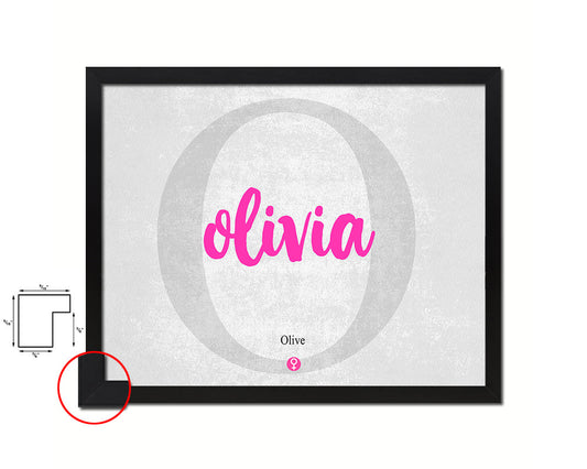 Olivia Personalized Biblical Name Plate Art Framed Print Kids Baby Room Wall Decor Gifts