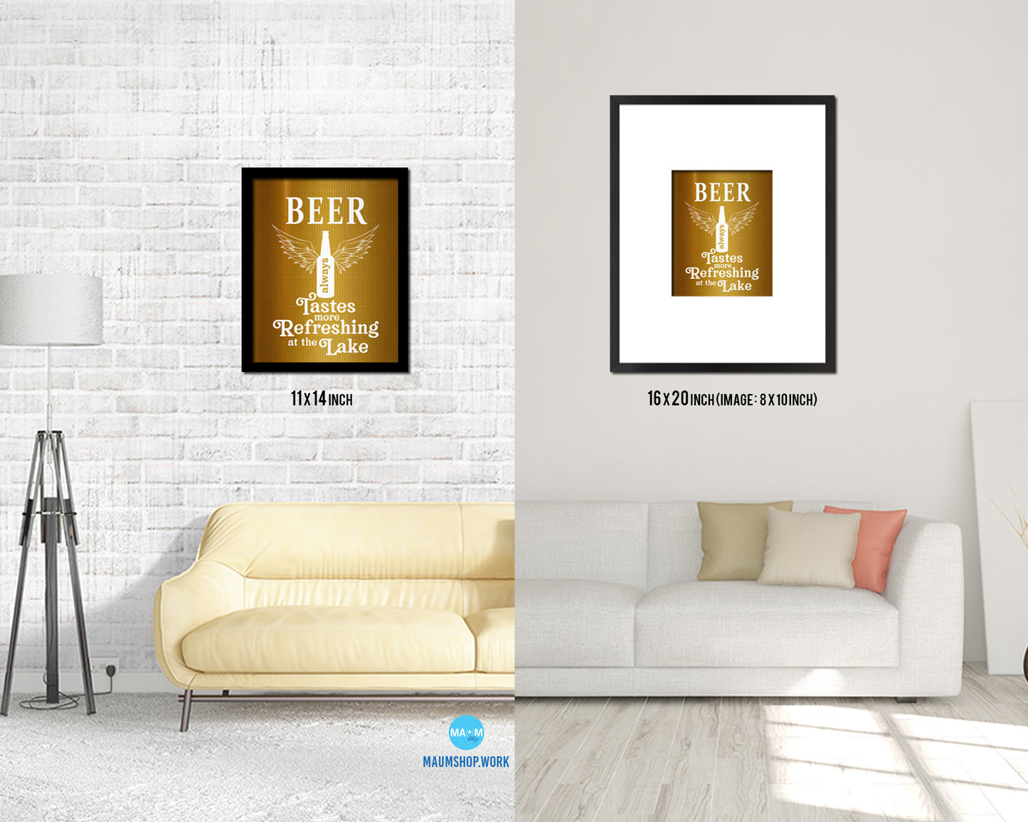 B*r always tastes more refreshing at the lake Quote Framed Print Wall Decor Art Gifts