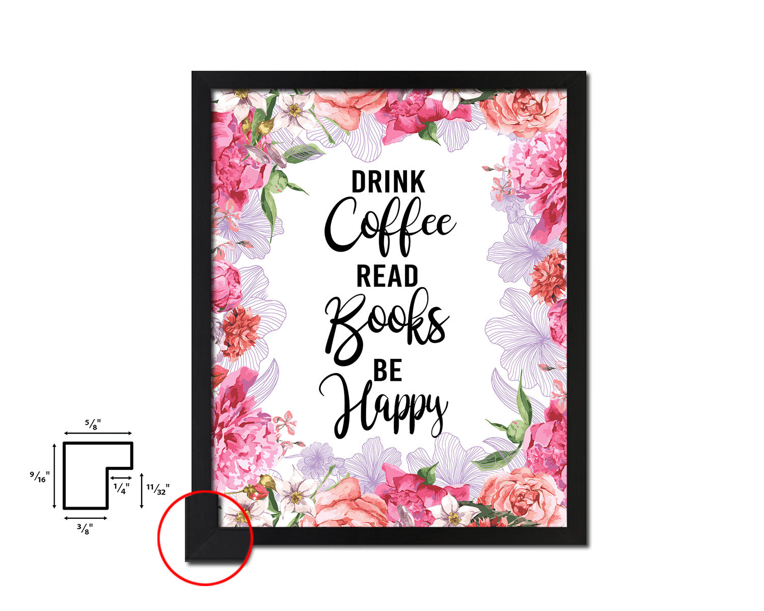 Drink coffee read books be happy Quote Framed Artwork Print Wall Decor Art Gifts
