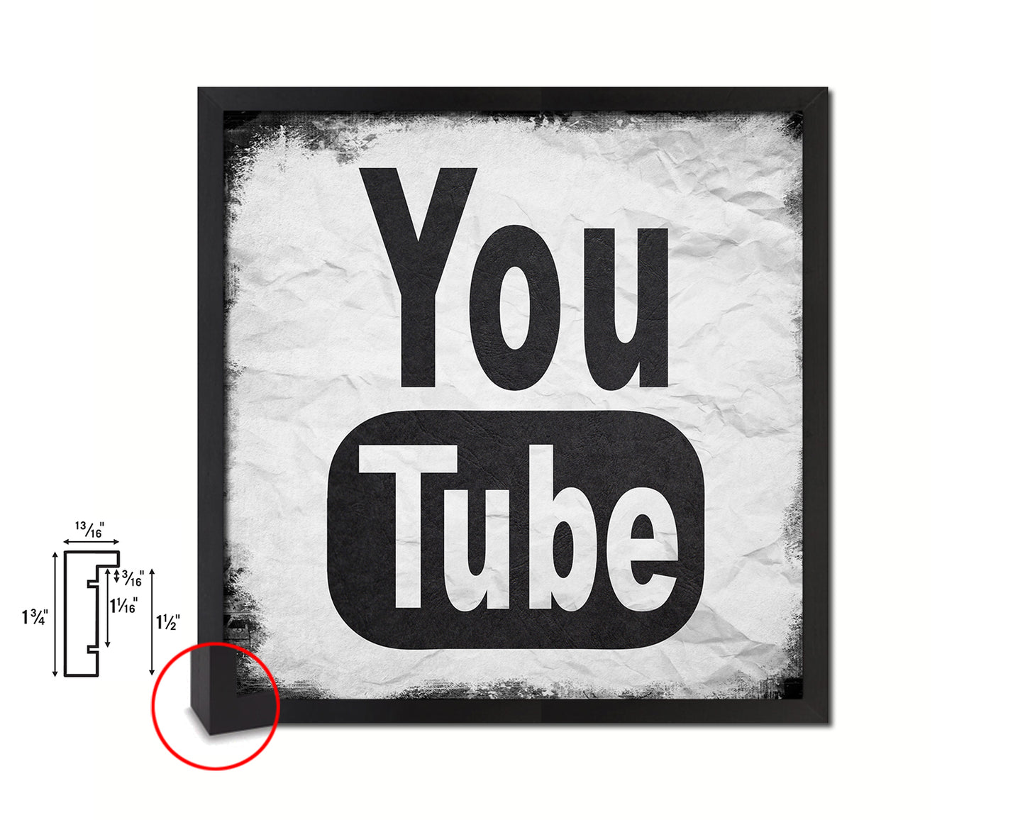 Youtube Social Media Symbol Icons logo Wood Framed Print Home Decor Wall Art Gifts