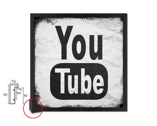 Youtube Social Media Symbol Icons logo Wood Framed Print Home Decor Wall Art Gifts