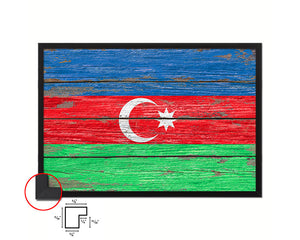 Azerbaijan Country Wood Rustic National Flag Wood Framed Print Wall Art Decor Gifts