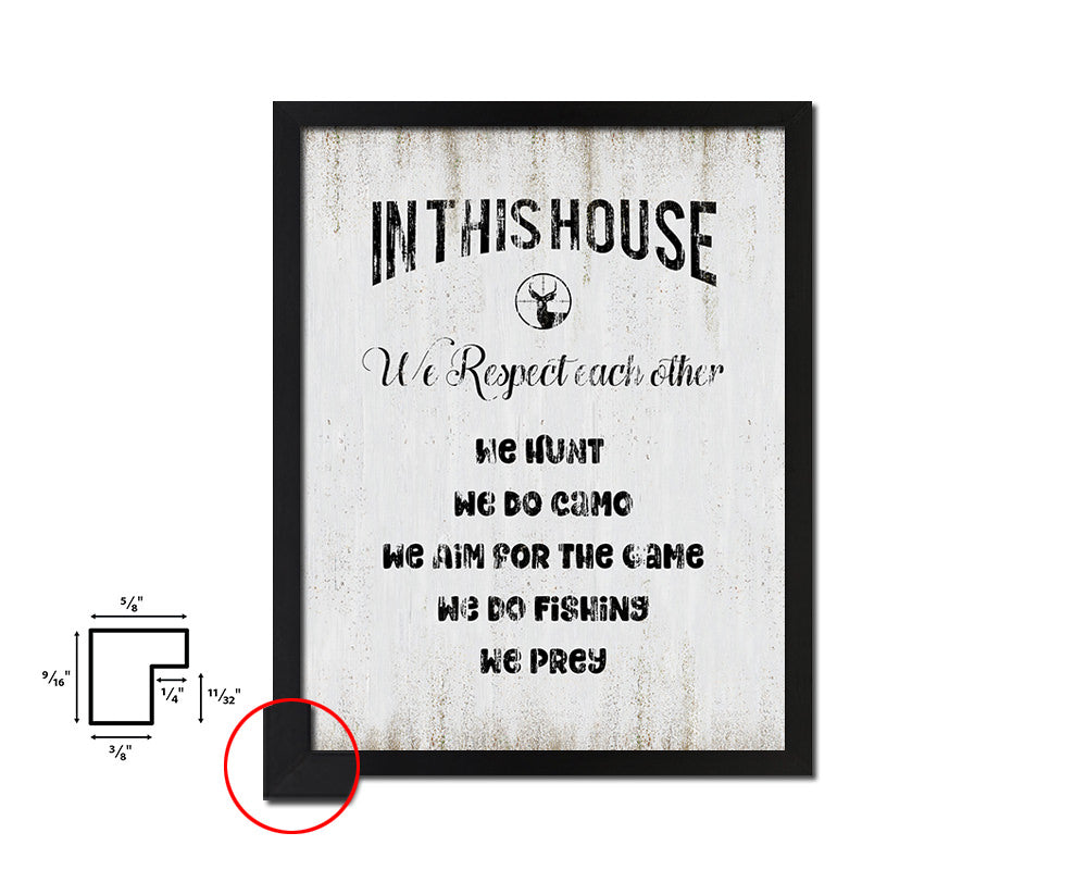 In this house we respect each other Quote Wood Framed Print Wall Decor Art