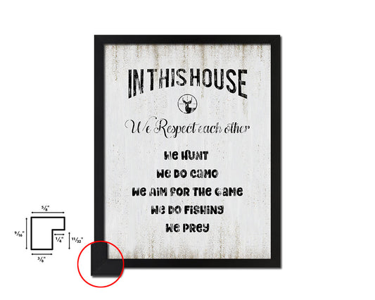 In this house we respect each other Quote Wood Framed Print Wall Decor Art
