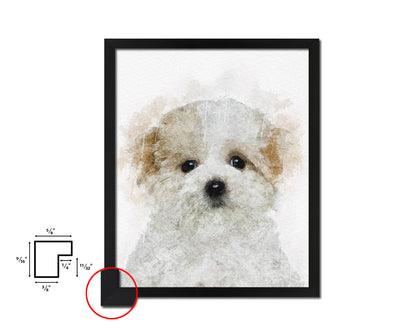 Maltese Dog Puppy Portrait Framed Print Pet Watercolor Wall Decor Art Gifts