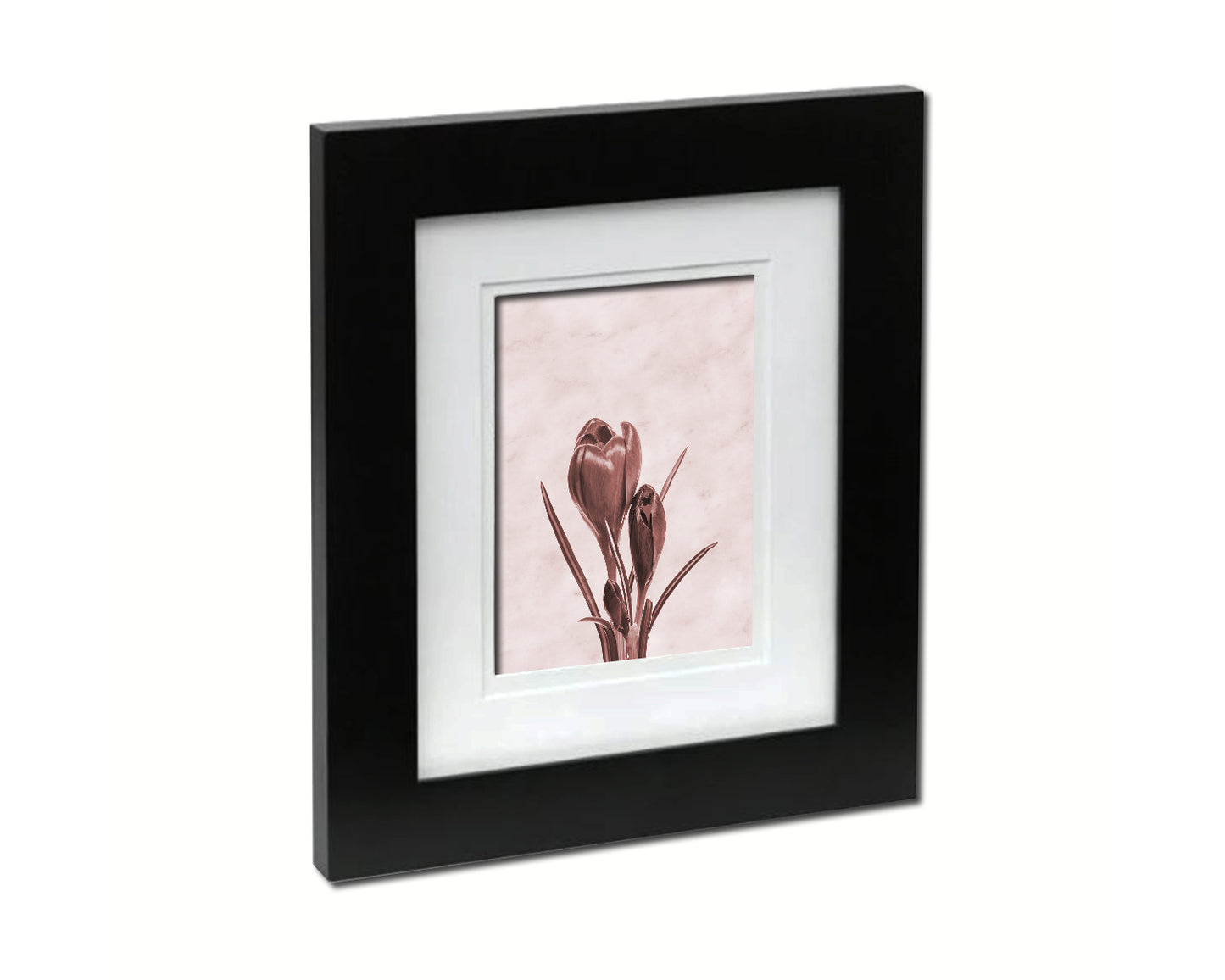 Purple Crocus Spring Sepia Plants Art Wood Framed Print Wall Decor Gifts