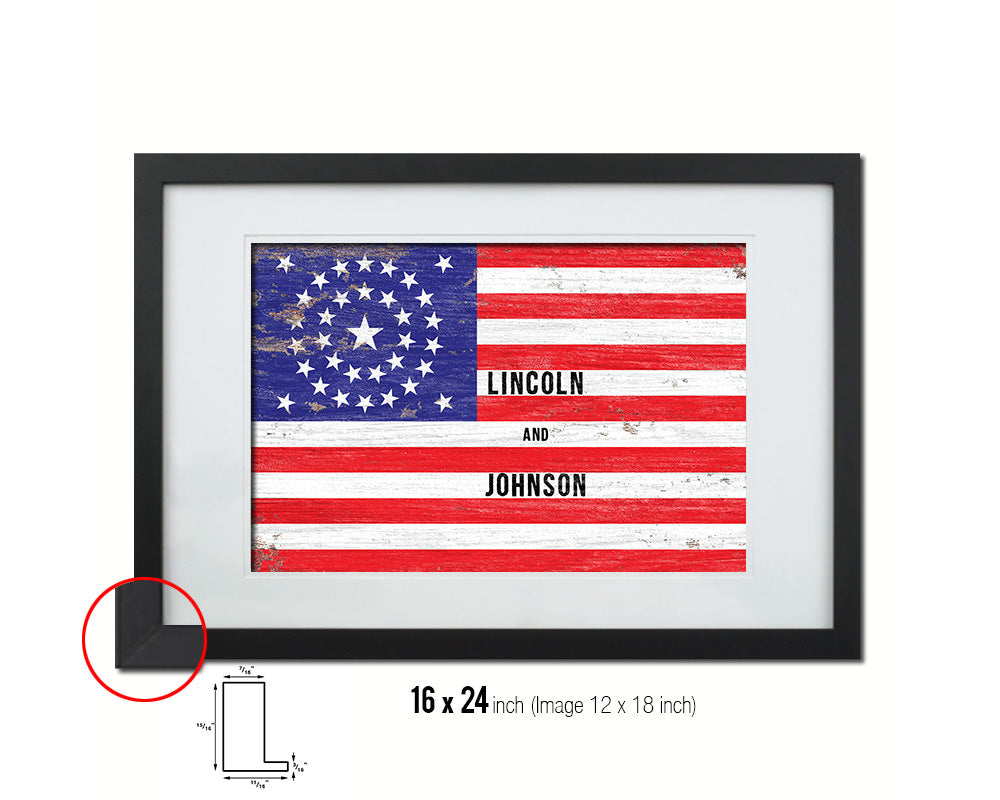 34 Stars Civil War Shabby Chic Military Flag Framed Print Decor Wall Art Gifts