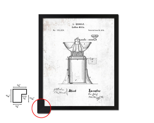 Mill Coffee Vintage Patent Artwork Black Frame Print Wall Art Decor Gifts