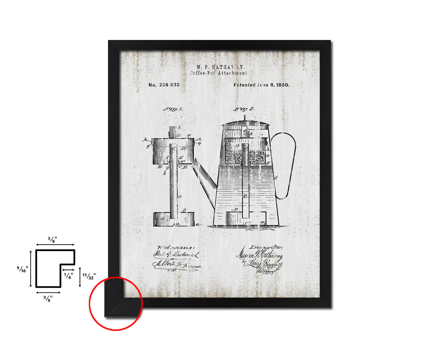 Pot Coffee Vintage Patent Artwork Black Frame Print Wall Art Decor Gifts