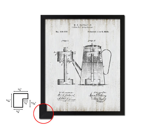 Pot Coffee Vintage Patent Artwork Black Frame Print Wall Art Decor Gifts