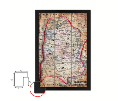 Argentina Antique Map Wood Framed Print Art Wall Decor Gifts