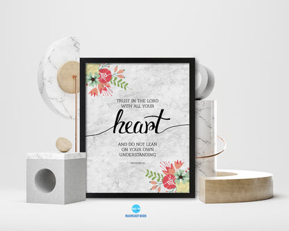 Trust in the Lord with all your Heart, Proverbs 3:5 Bible Scripture Verse Framed Art