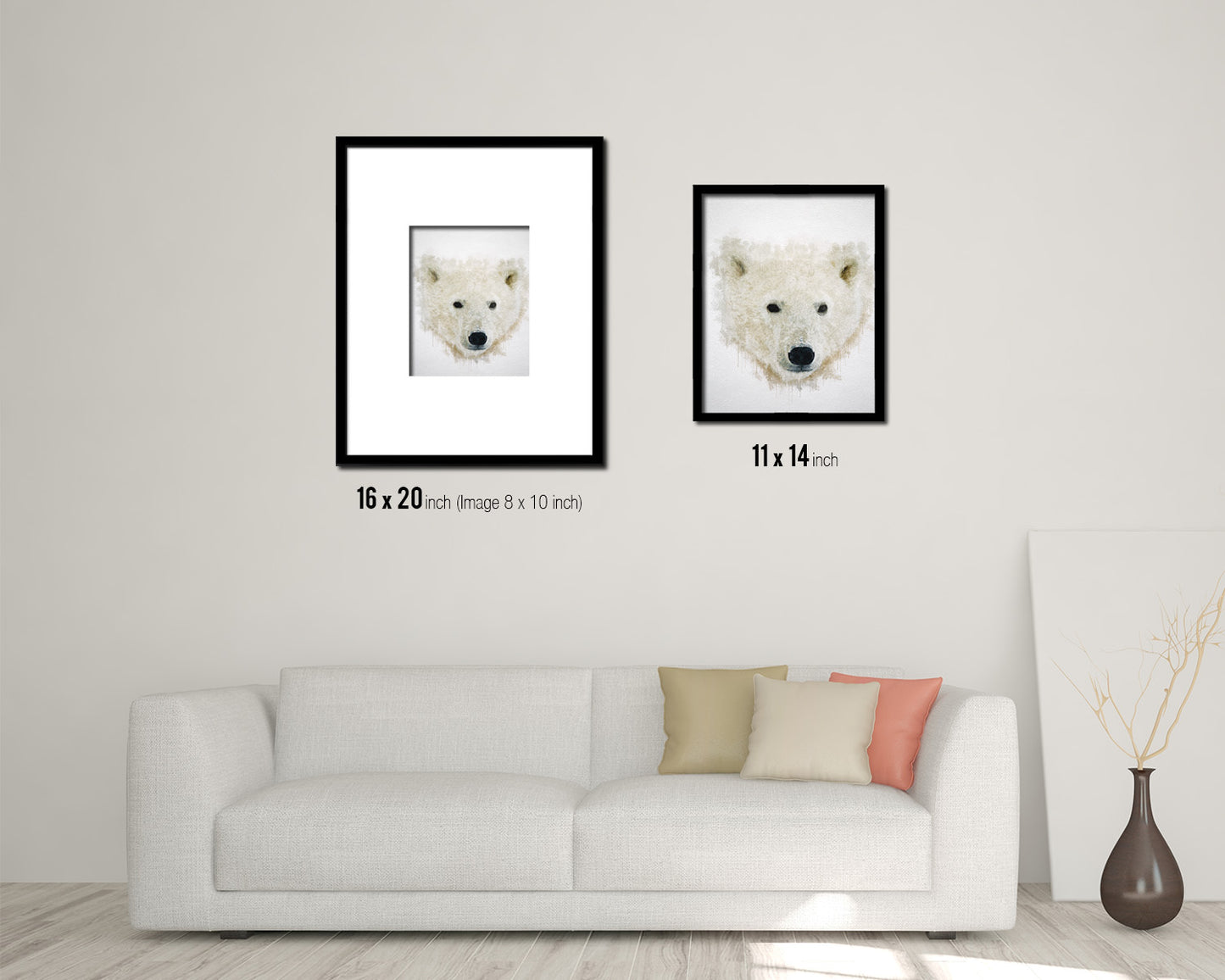 Polar Animal Painting Print Framed Art Home Wall Decor Gifts