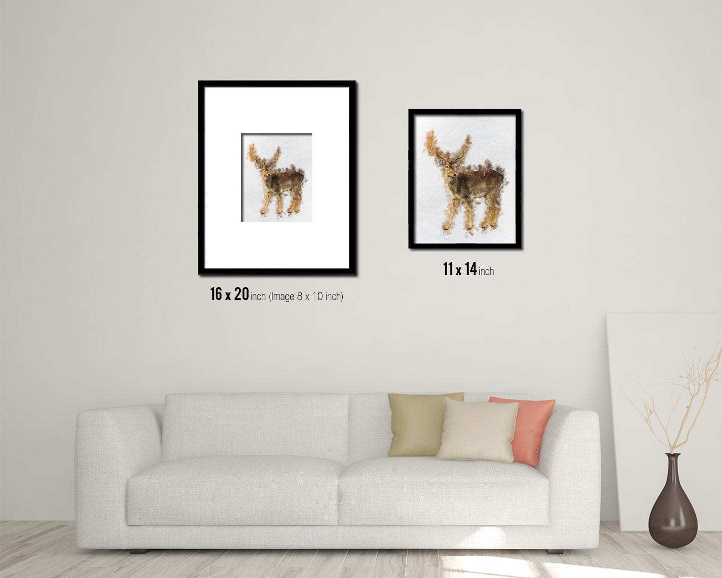 Deer Animal Painting Print Framed Art Home Wall Decor Gifts