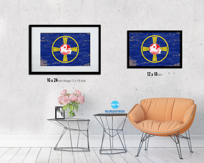 Omaha City Nebraska State Shabby Chic Flag Framed Prints Decor Wall Art Gifts
