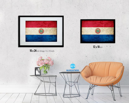 Paraguay Country Vintage Flag Wood Framed Print Wall Art Decor Gifts