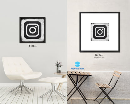 Instagram Social Media Symbol Icons logo Wood Framed Print Home Decor Wall Art Gifts