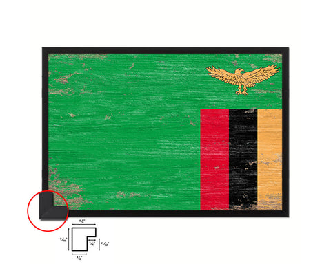 Zambia Shabby Chic Country Flag Wood Framed Print Wall Art Decor Gifts
