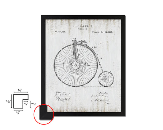 Velocipede Bicycle Vintage Patent Artwork Black Frame Print Wall Art Decor Gifts