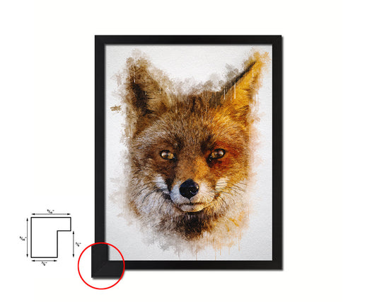 Red Fox Animal Painting Print Framed Art Home Wall Decor Gifts