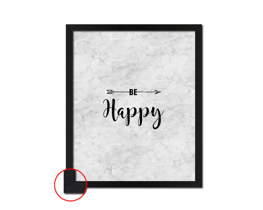 Be Happy Inspirational Quote Framed Print Wall Art Decor Gifts