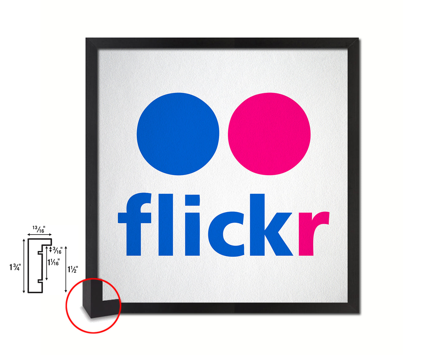 Flickr Social Media Symbol Icons logo Wood Framed Print Home Decor Wall Art Gifts
