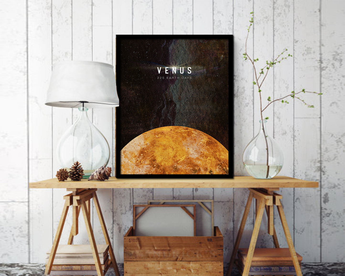 Venus Planet Prints Length of Year Watercolor Solar System Framed Print Home Decor Wall Art Gifts