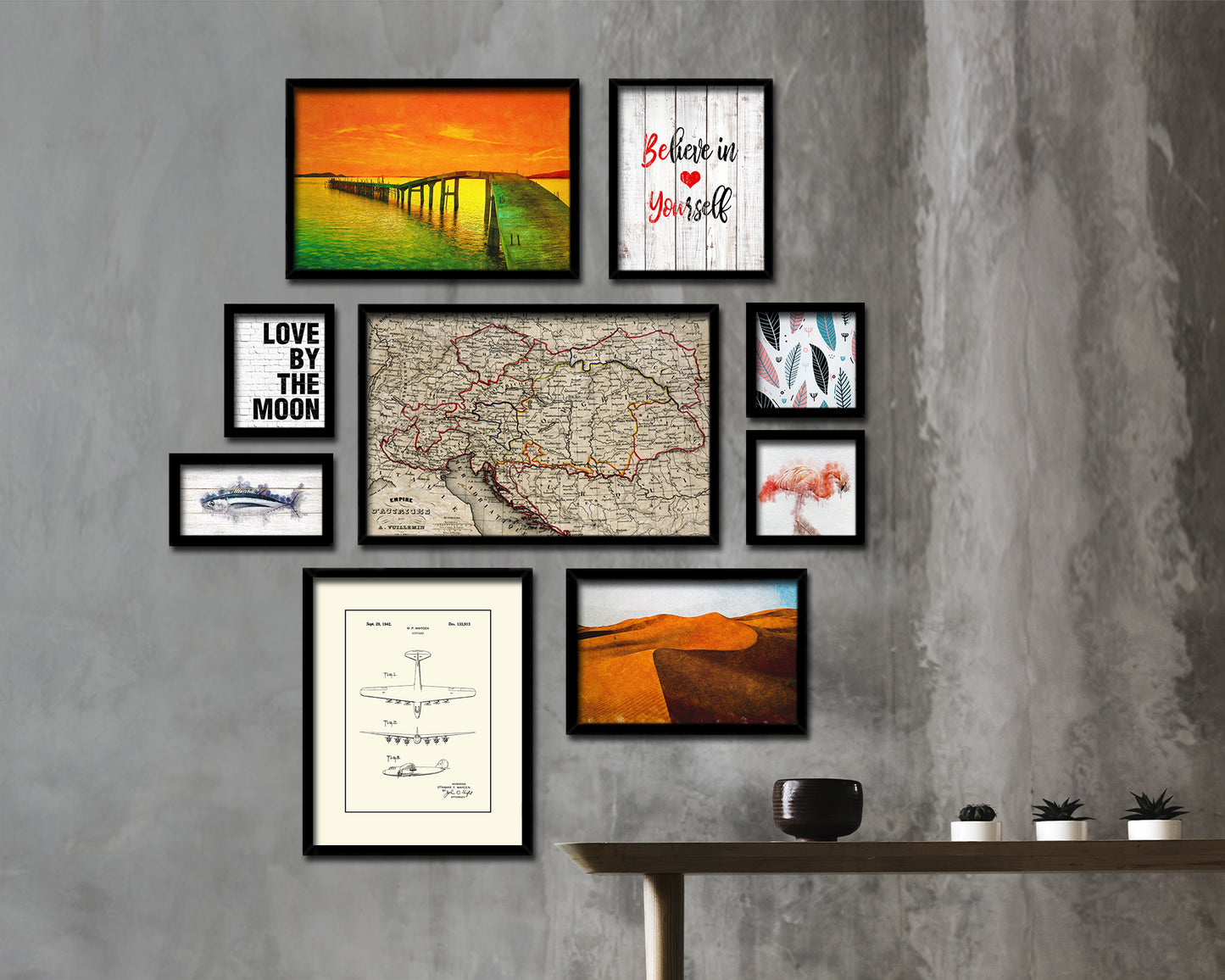 Austria Hungary Historical Map Framed Print Art Wall Decor Gifts