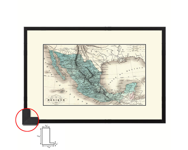 Mexico Old Map Framed Print Art Wall Decor Gifts