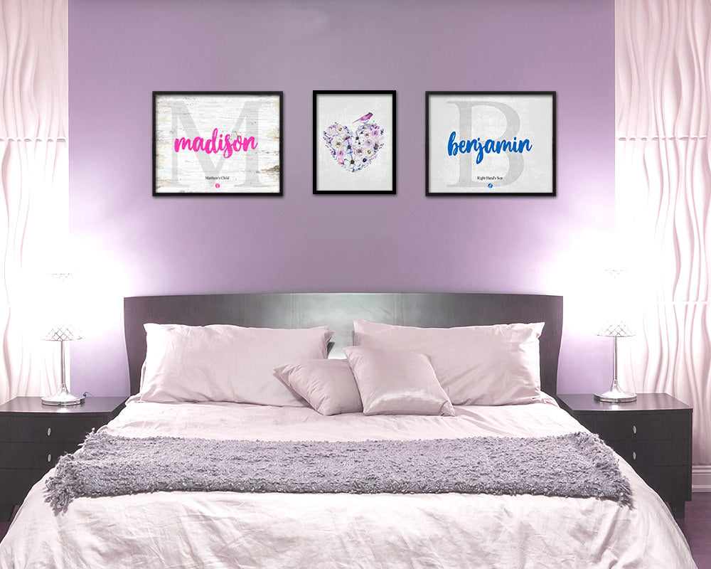 Madison Personalized Biblical Name Plate Art Framed Print Kids Baby Room Wall Decor Gifts