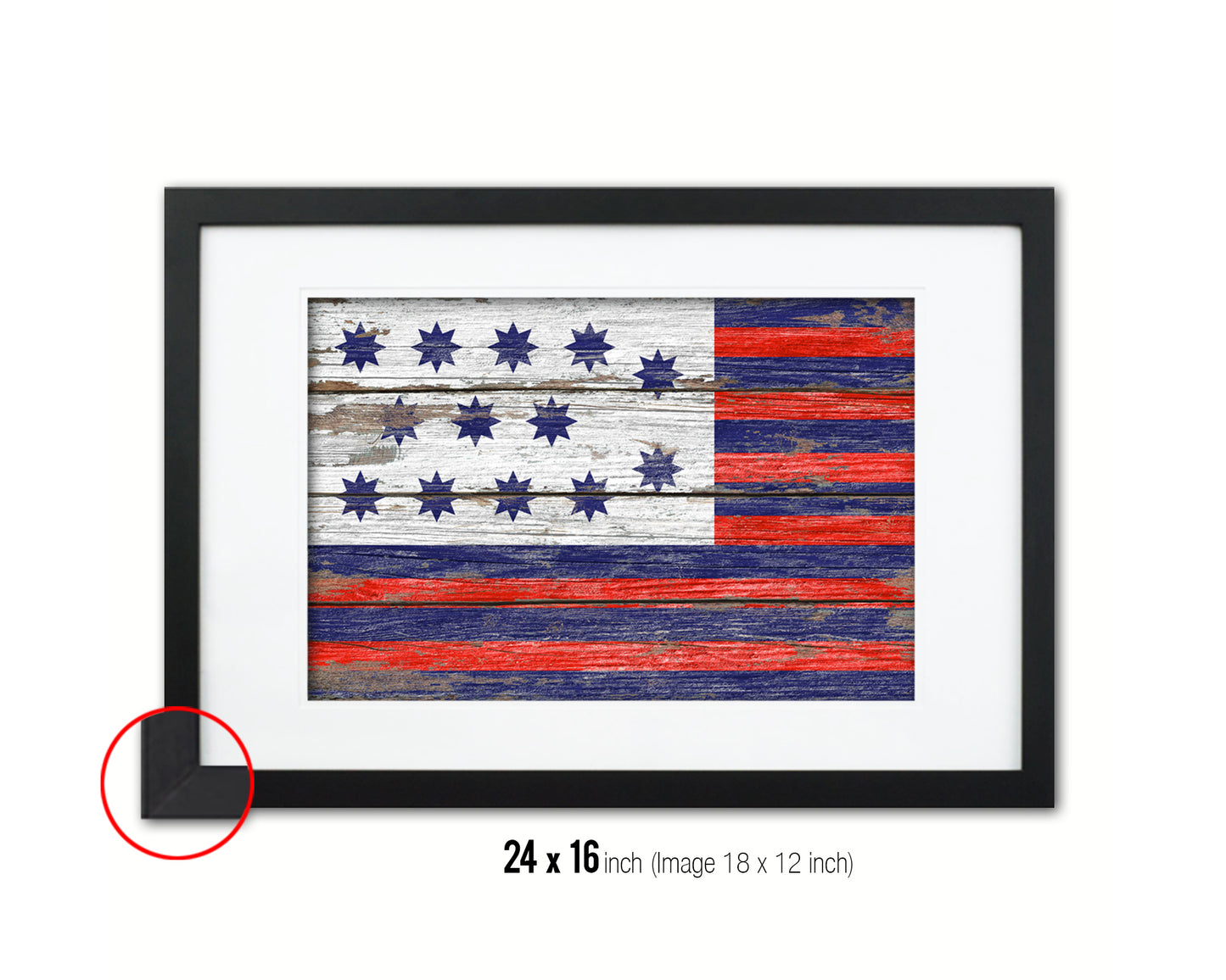 Guilford Courthouse North Carolina Revolutionary War Wood Rustic Flag Framed Print Art