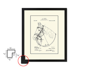 Horse Bridle and Halter Cowboy Vintage Patent Artwork Black Frame Print Wall Art Decor Gifts
