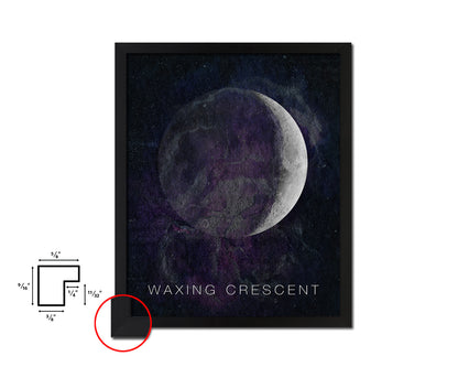 Waxing Crescent Lunar Phases Moon Watercolor Nursery Framed Prints Home Decor Wall Art Gifts