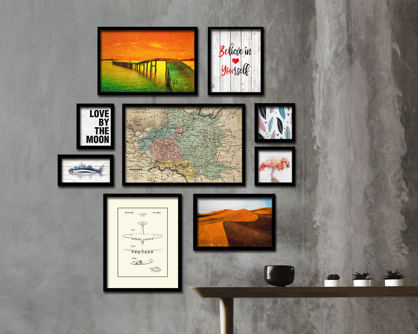 Poland Prussia Germany Historical Map Framed Print Art Wall Decor Gifts