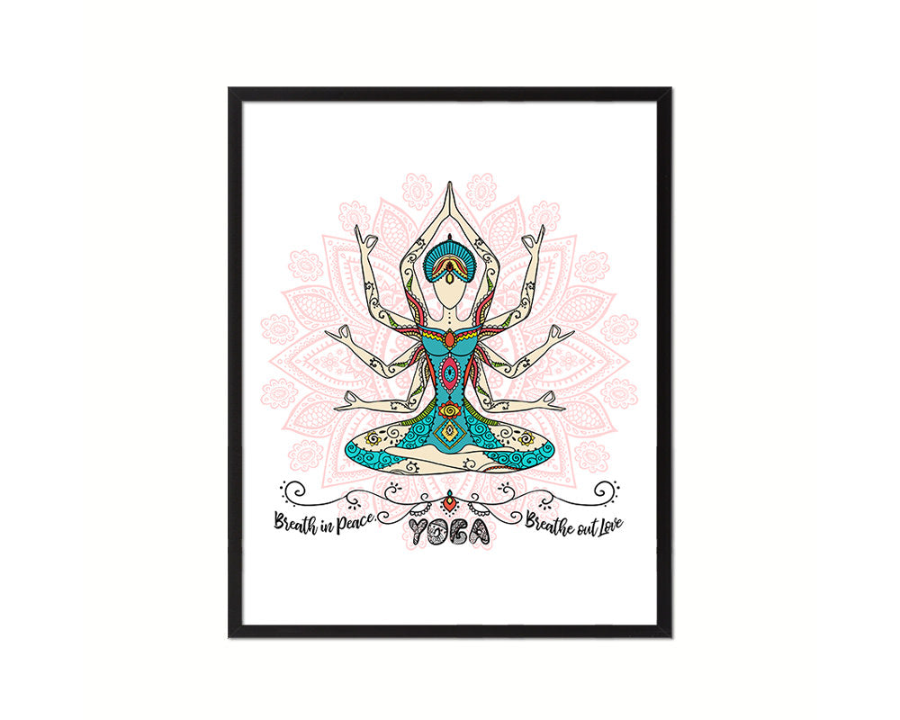 Breath in peace, Breathe out love Yoga Yoga Wood Framed Print Wall Decor Art Gifts