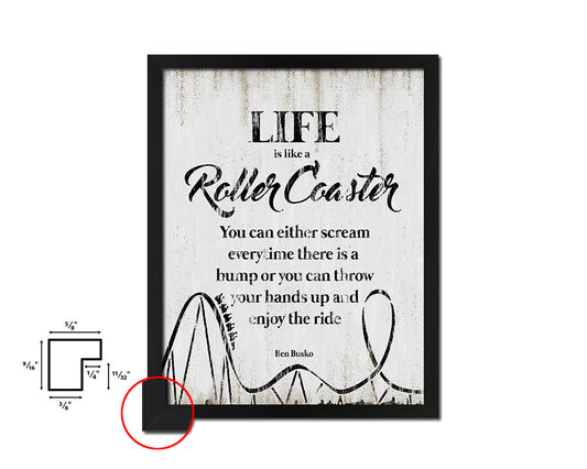 Life is like a roller coaster Quote Wood Framed Print Wall Decor Art
