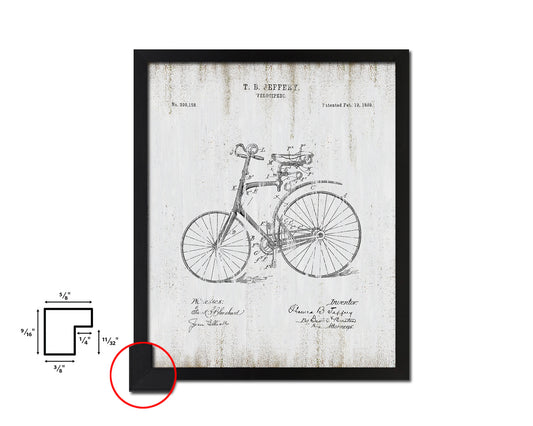 Velocipede Bicycle Vintage Patent Artwork Black Frame Print Wall Art Decor Gifts